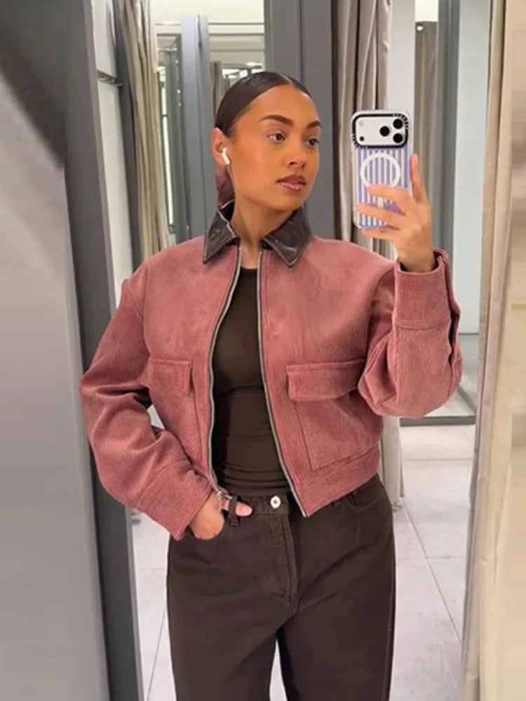 Adrian | Women's Cropped Zip Up Bomber Jacket