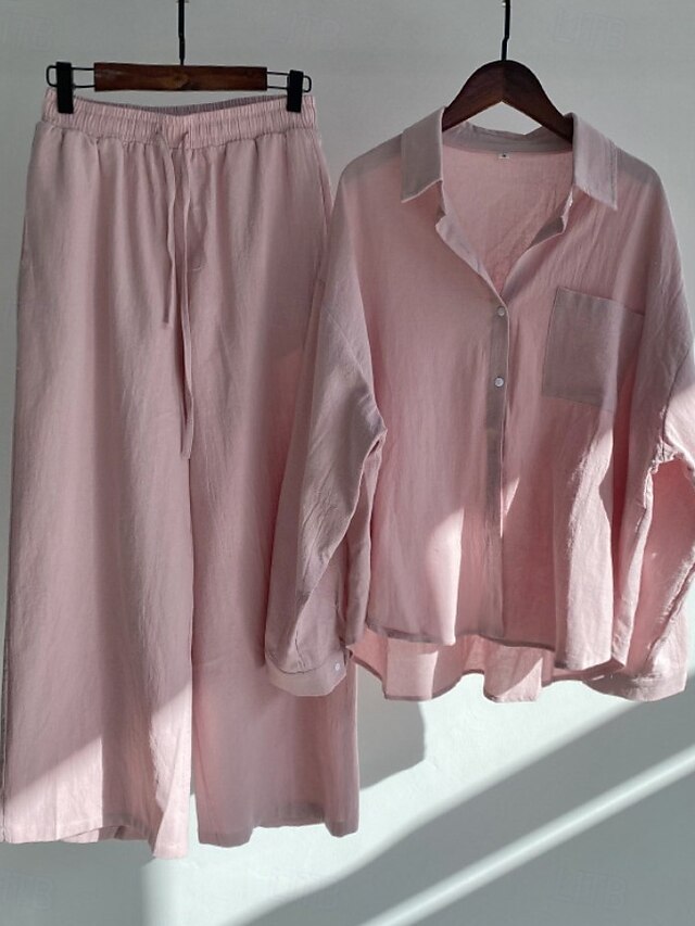 Women's Pants Sets Bolero Top Long Sleeve Shirt Collar