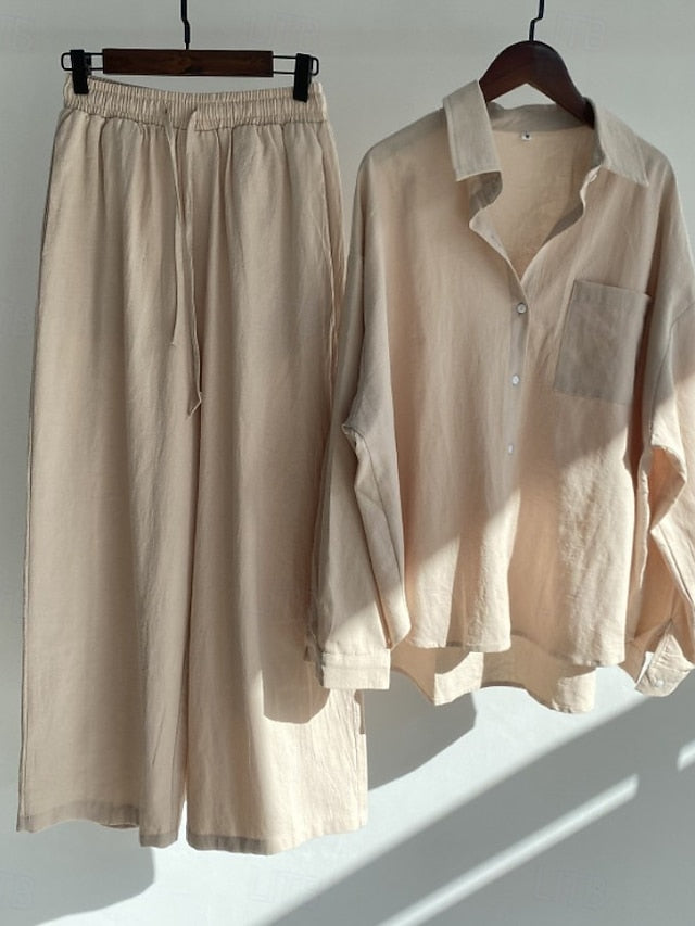Women's Pants Sets Bolero Top Long Sleeve Shirt Collar