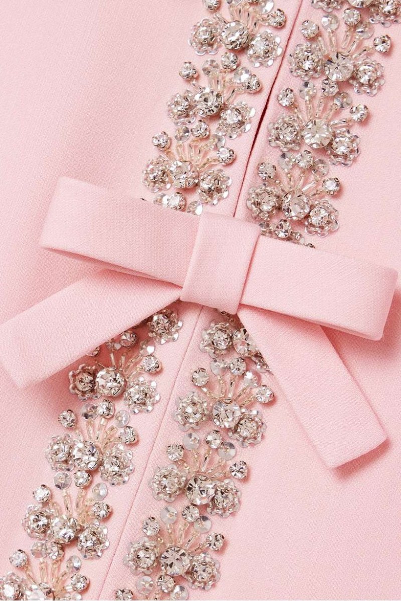 Midi Dress with Knot and Crystal Embellishments
